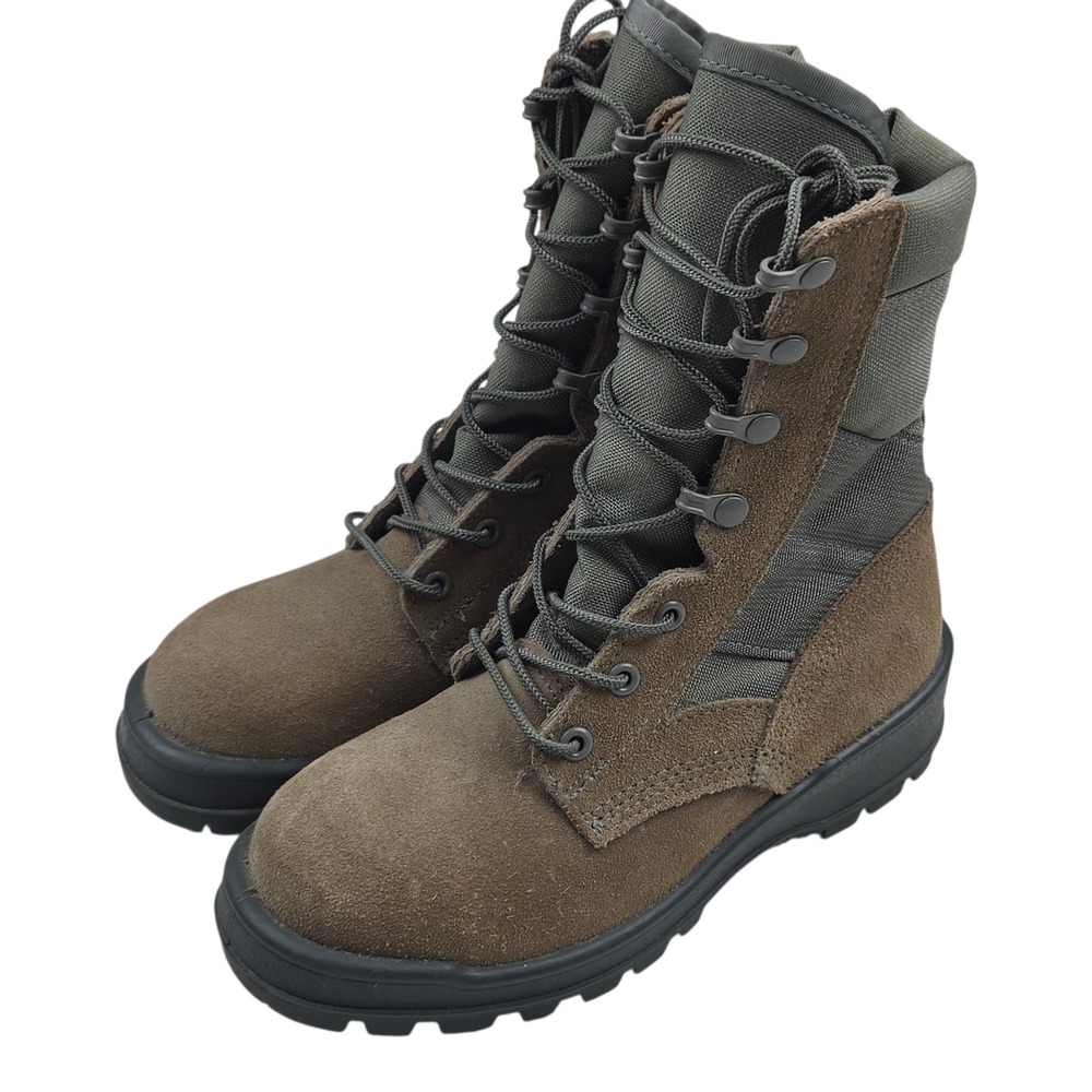 UFCW Military Combat Boots Sz 3R / Women's 5 / 5.5 Brown Suede Steel Toe Vibram